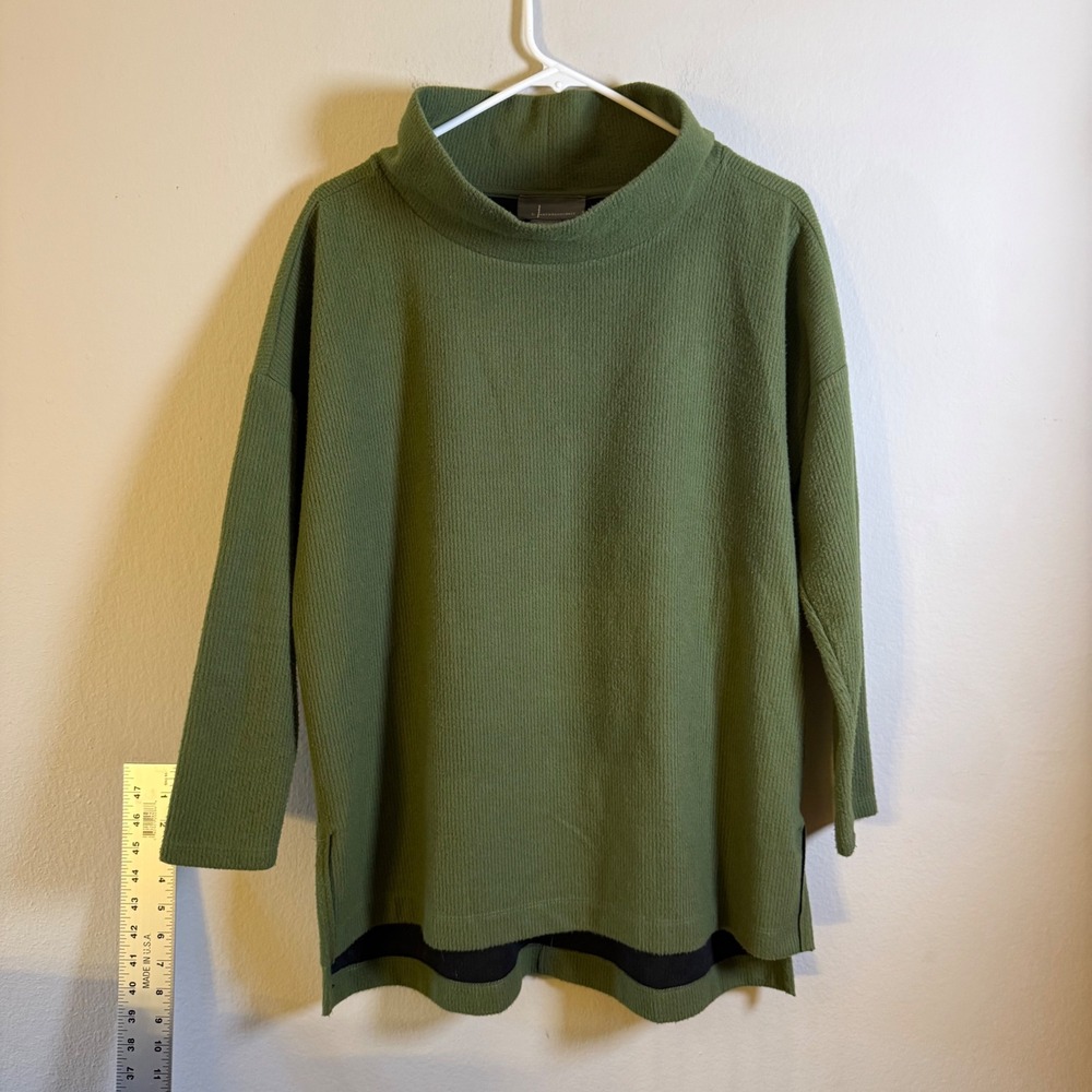 Anthropologie Olive Green Mock Neck Textured Tunic‎ Top Womens Small OB1247397